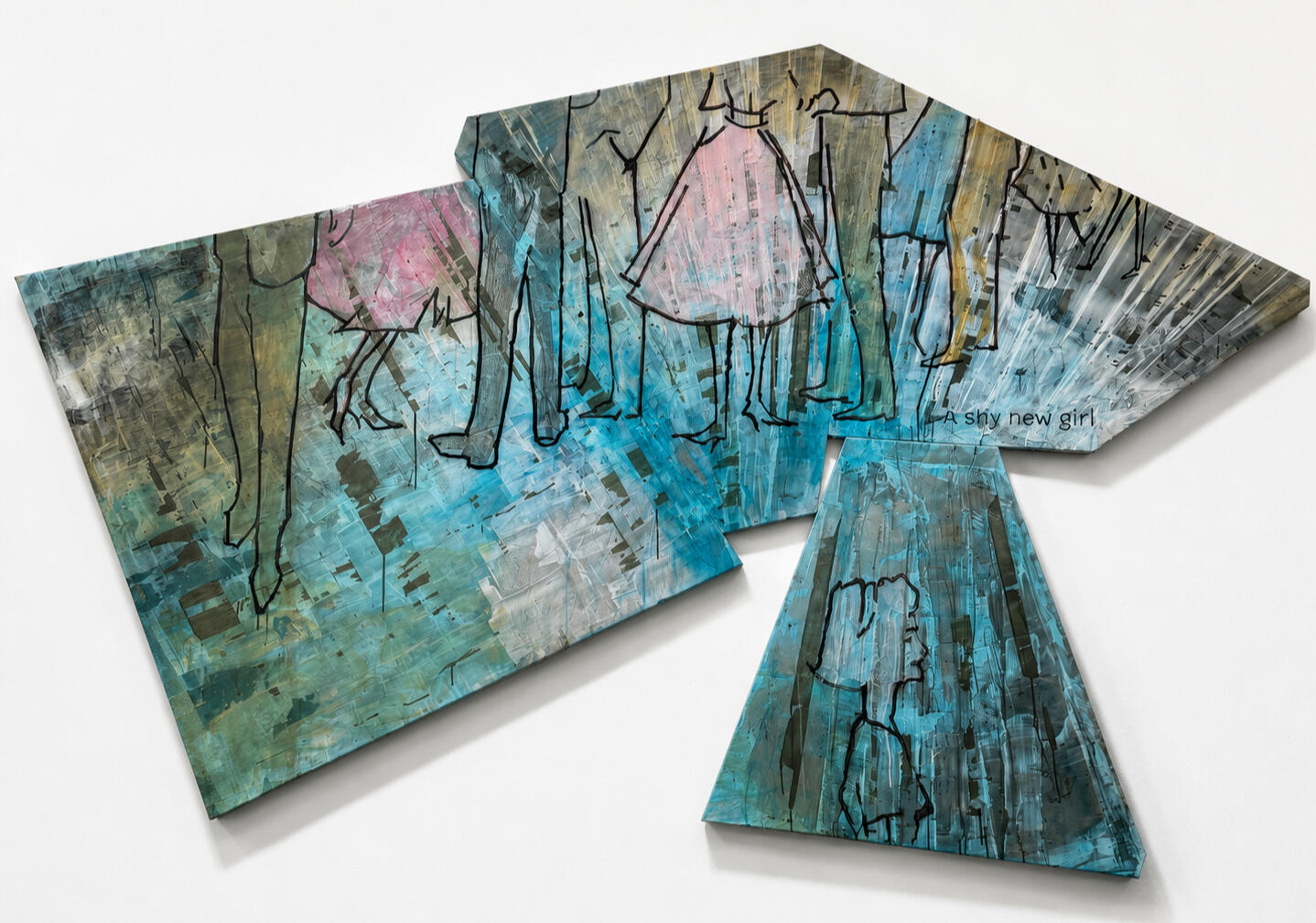 Chris Turner x Taru Lahti A Shy New Girl, 2022 Acrylic Paint, Markers on Aluminum 76x72x20